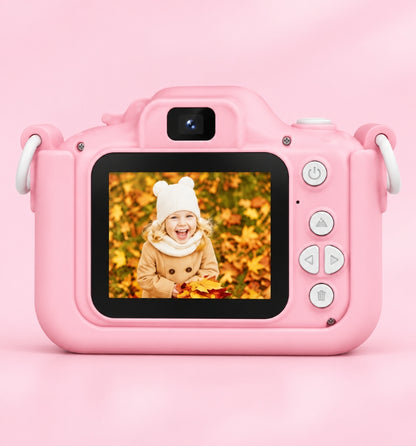 Back of the Klikko Stella camera showing a 2-inch screen and easy buttons